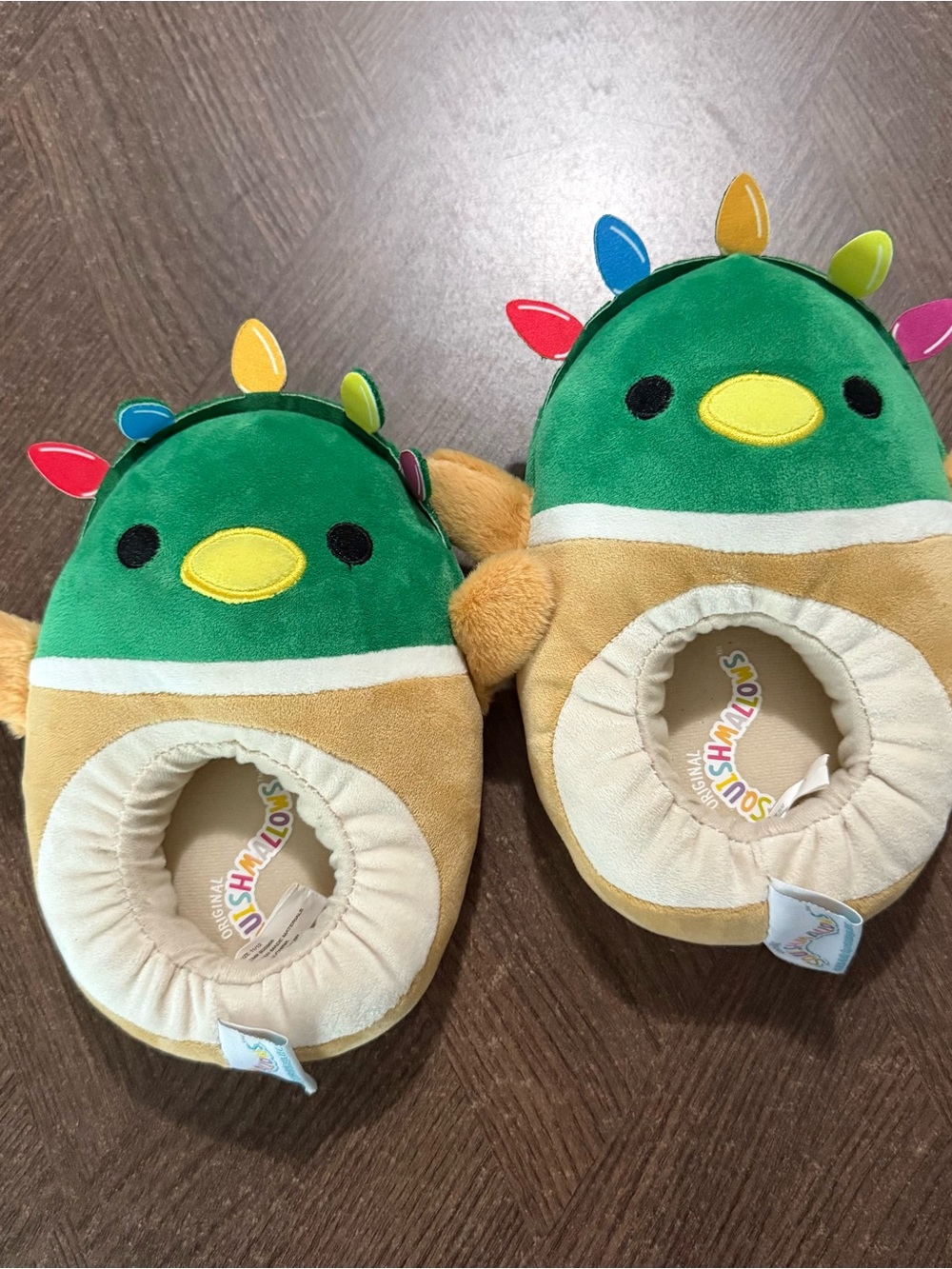 Squishmallows Christmas Mallard Duck w/Lights Slippers- sz 11-12 EUC
